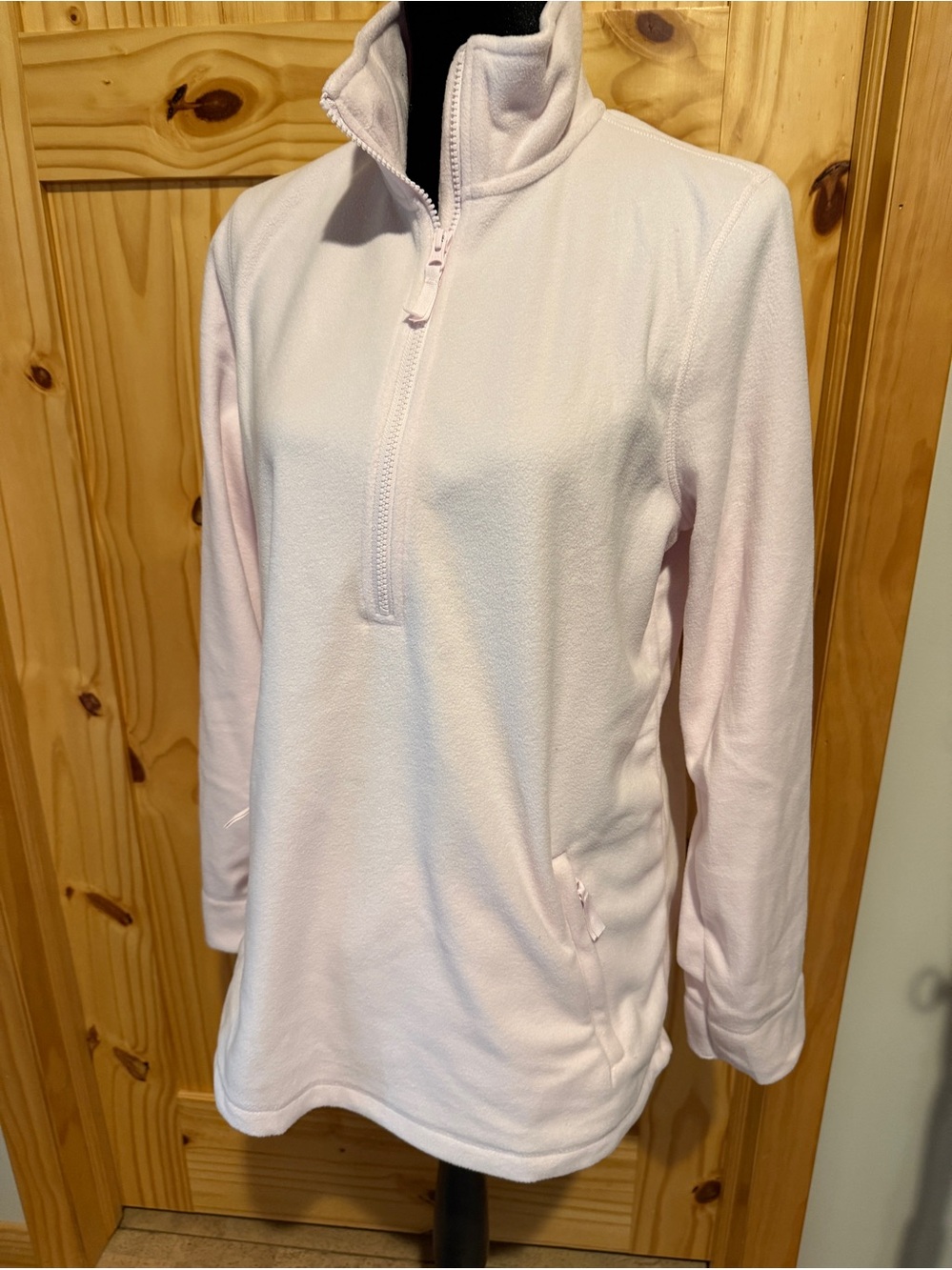 Lands End Light Pink Quarter-Zip Fleece Pullover, size M